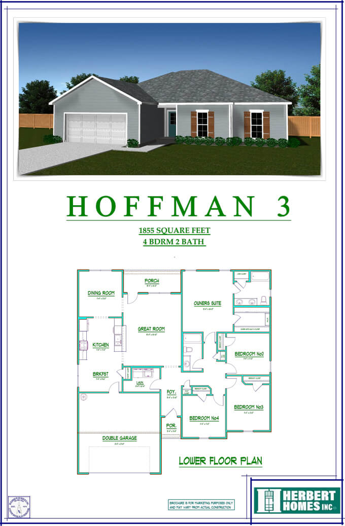 Hoffman 3 home floor plan and exterior rendering